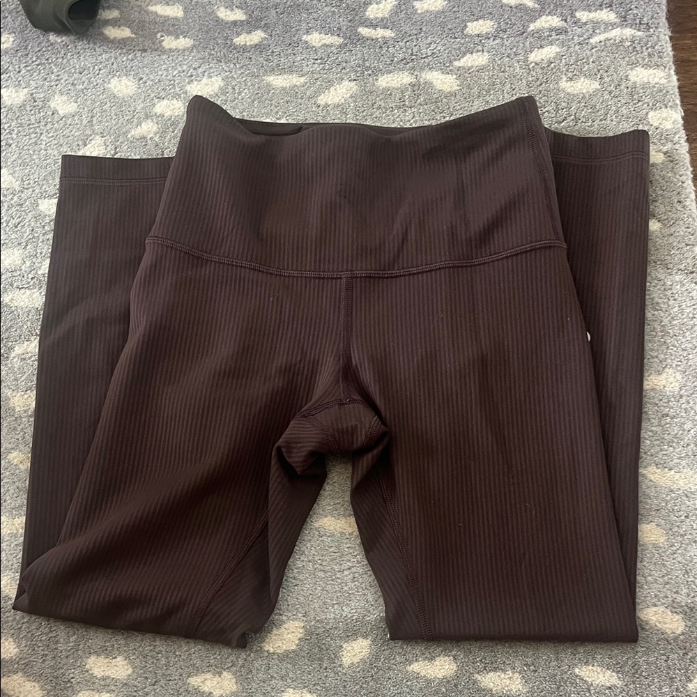 Lululemon Wonder Train Ribbed Brown Leggings